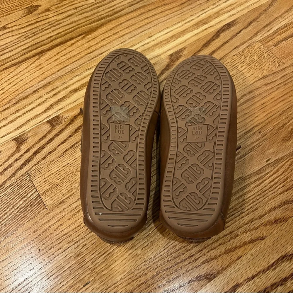 Anthropologie Bibilou Bibi Lou Leather Boat Shoes Brown Cognac Women’s EU 37 6.5